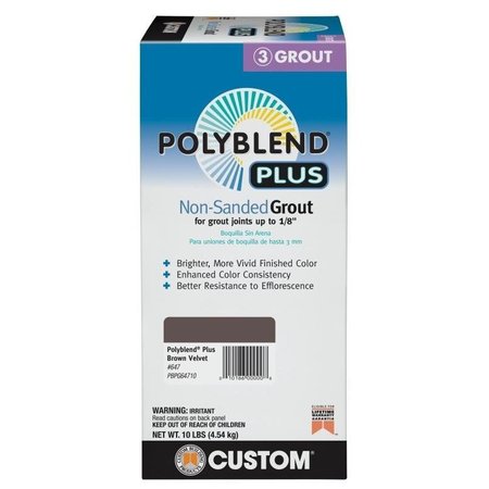 CUSTOM BUILDING PRODUCTS Polyblend NonSanded Grout, Solid Powder, Characteristic, Brown Velvet, 10 lb Box PBPG64710